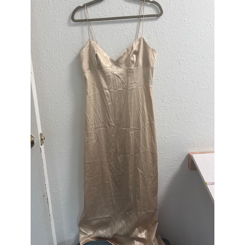Natori for Neiman Marcus Silk Slip Dress Champagne Beige Midi Nightgown s